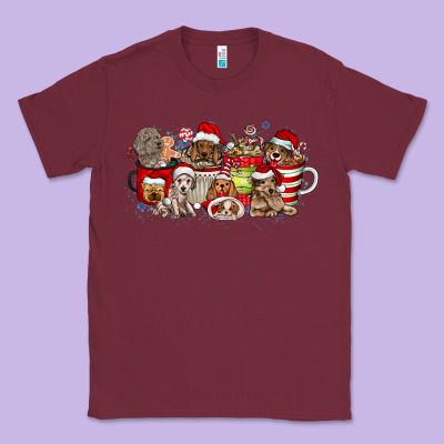 Christmas Dog Coffee Classic Tee Designed By Cowhidedigitalart
