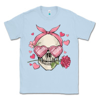Dusty Blue valentine's day skull Classic Tee - MaliasSmallBusiness
