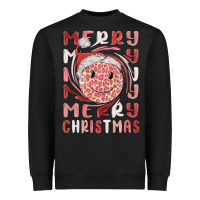 Black merry christmas smiling face Heavyweight Sweatshirt - MaliasSmallBusiness