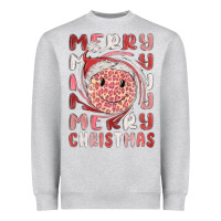 Heather Grey merry christmas smiling face Heavyweight Sweatshirt - MaliasSmallBusiness