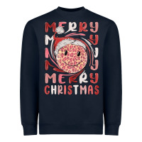 Navy merry christmas smiling face Heavyweight Sweatshirt - MaliasSmallBusiness