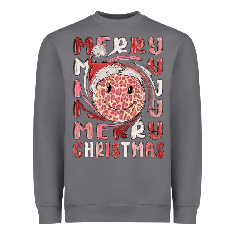 Merry Christmas Smiling Face Heavyweight Sweatshirt by MaliasSmallBusiness | Teevron
