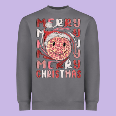 Merry Christmas Smiling Face Heavyweight Sweatshirt Designed By Maliassmallbusiness