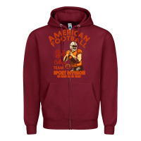 Burgundy American Football Zipper Hoodie - Bettercallsaul