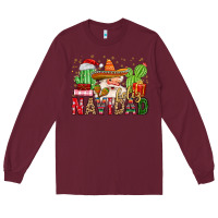 Burgundy feliz navidad santa Long Sleeve Tee - MaliasSmallBusiness