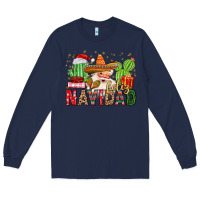 Navy feliz navidad santa Long Sleeve Tee - MaliasSmallBusiness