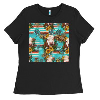 Black charolais cow seamless pattern Ladies Tee - HRA Design Shop