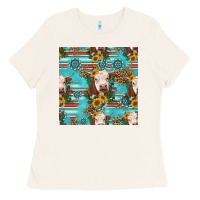 Bone charolais cow seamless pattern Ladies Tee - HRA Design Shop
