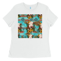 White charolais cow seamless pattern Ladies Tee - HRA Design Shop