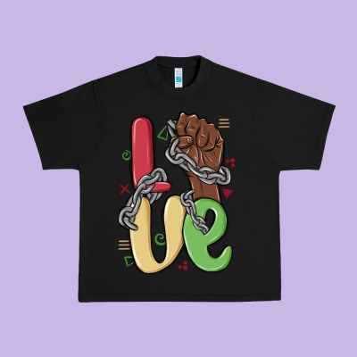 Love Juneteenth Urban Heavy Tee Designed By Maliassmallbusiness