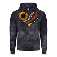 Cloud Black western sunflower cowhide  heart Vintage Hoodie - Jasminsmagicworld