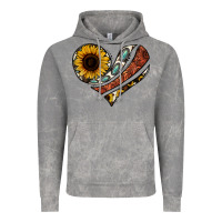 Cloud Rock western sunflower cowhide  heart Vintage Hoodie - Jasminsmagicworld