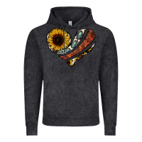 Vintage Black western sunflower cowhide  heart Vintage Hoodie - Jasminsmagicworld