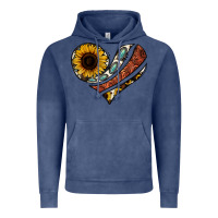Vintage Denim western sunflower cowhide  heart Vintage Hoodie - Jasminsmagicworld