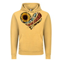 Western Sunflower Cowhide  Heart Vintage Hoodie | Teevron