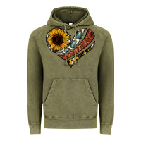 Vintage Olive western sunflower cowhide  heart Vintage Hoodie - Jasminsmagicworld