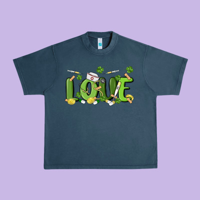 St Patricks Love Nurse Urban Heavy Tee Designed By Maliassmallbusiness