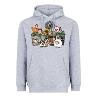 Heather Grey Farm animal coffee cups Heavyweight Hoodie - HowdyJamesFarm