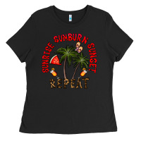Black sunrise sunburn sunnset repeat Ladies Tee - CowhideDigitalArt