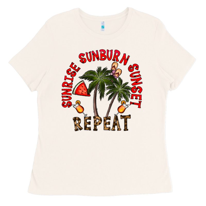 Sunrise Sunburn Sunnset Repeat Ladies Tee by CowhideDigitalArt | Teevron