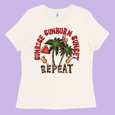 Sunrise Sunburn Sunnset Repeat Ladies Tee Designed By Cowhidedigitalart