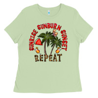 Matcha sunrise sunburn sunnset repeat Ladies Tee - CowhideDigitalArt