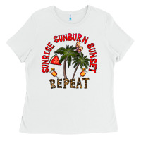 White sunrise sunburn sunnset repeat Ladies Tee - CowhideDigitalArt