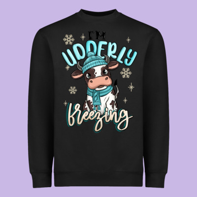 I'm Udderly Freezing Baby Cow Heavyweight Sweatshirt Designed By Maliassmallbusiness