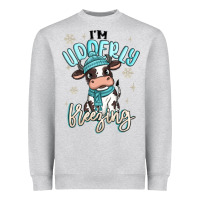 Heather Grey i'm udderly freezing baby cow Heavyweight Sweatshirt - MaliasSmallBusiness