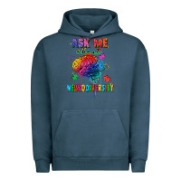 Pigment Midnight Navy ask me about neurodiversity Urban Hoodie - FaDigitalArtStudio