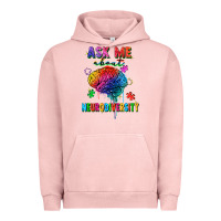 Pigment Salmon ask me about neurodiversity Urban Hoodie - FaDigitalArtStudio