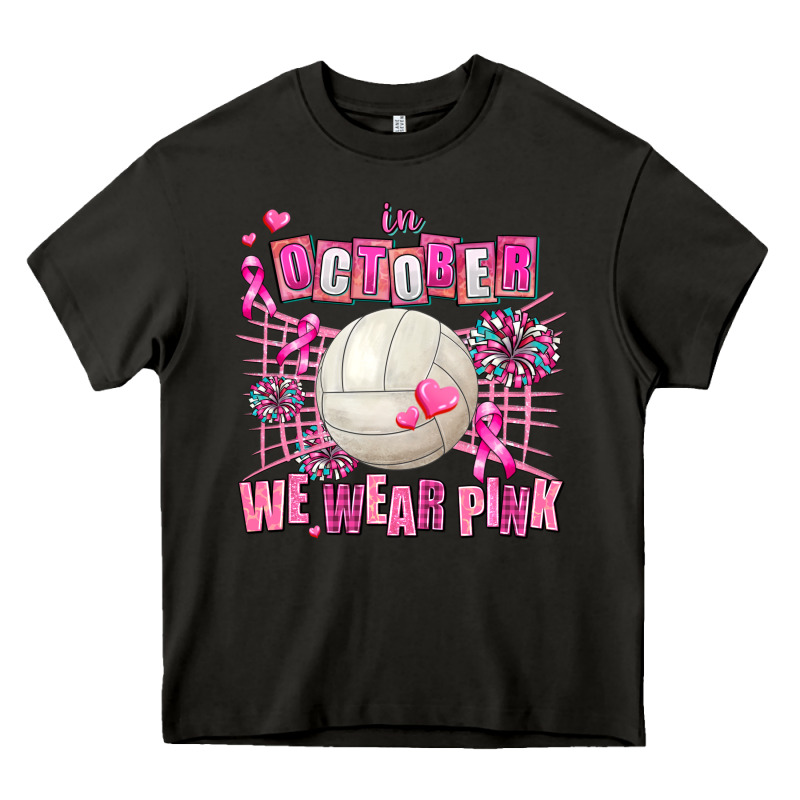 In October We Wear Pink Volleyball Heavy Core Tee by AdoDesignShop | Teevron