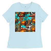 Baby Blue western sunset bison and sunflowers seamless pattern Ladies Tee - HRA Design Shop