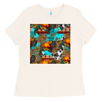 Bone western sunset bison and sunflowers seamless pattern Ladies Tee - HRA Design Shop