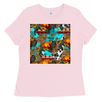 Bubblegum Pink western sunset bison and sunflowers seamless pattern Ladies Tee - HRA Design Shop