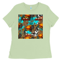 Matcha western sunset bison and sunflowers seamless pattern Ladies Tee - HRA Design Shop