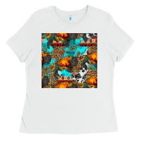 White western sunset bison and sunflowers seamless pattern Ladies Tee - HRA Design Shop