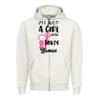 Oatmeal Heather Just A Girl Who Loves Llamas I Love Llamas Zipper Hoodie - Bettercallsaul