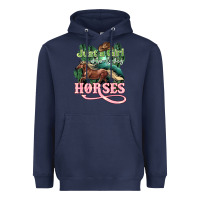 Navy Just a girl who loves Horses Heavyweight Hoodie - HowdyJamesFarm