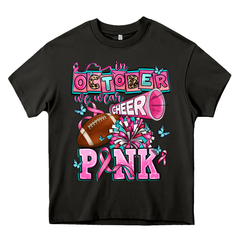 In October We Wear Cheer Pink Football Heavy Core Tee by AdoDesignShop | Teevron