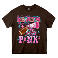 Chocolate Brown in october we wear cheer pink football Heavy Core Tee - AdoDesignShop