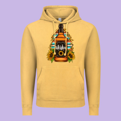 Whiskey Bottle Vintage Hoodie Designed By Jasminsmagicworld