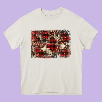 Christmas Leopard Cowhide Background Heavy Core Tee Designed By Barkaloodesign