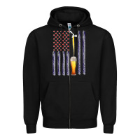 Black American Flag Beer Zipper Hoodie - Bettercallsaul