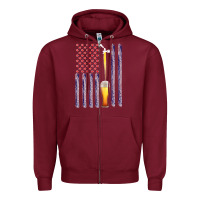 Burgundy American Flag Beer Zipper Hoodie - Bettercallsaul