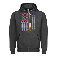 Charcoal Heather American Flag Beer Zipper Hoodie - Bettercallsaul
