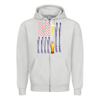 Dove Grey American Flag Beer Zipper Hoodie - Bettercallsaul