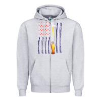 Heather Grey American Flag Beer Zipper Hoodie - Bettercallsaul