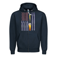Navy American Flag Beer Zipper Hoodie - Bettercallsaul
