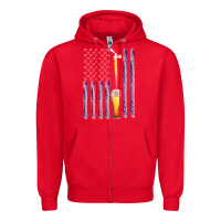 Red American Flag Beer Zipper Hoodie - Bettercallsaul